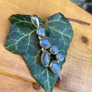 Labradorite, Dangling, Round, Teardrop, Crystal Gemstone Sterling Silver Pendant